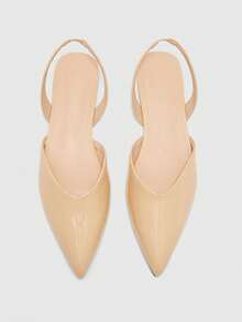 CUCCOO BIZCHIC Patent Leather Closed Toe Sandals Women's Summer Commuter Pointed Toe Wedge Heel Low Heel Slingback Flat Sole Shoes - Apricot - View 1