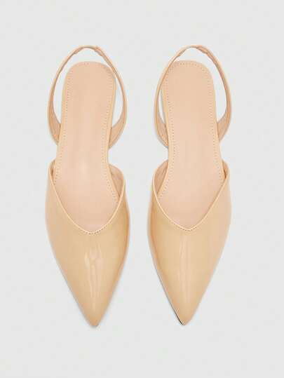 CUCCOO BIZCHIC Patent Leather Bag Head Sandals Women's Summer Commuter Pointed Toe Wedge Heel Low Heel Rear Empty Flat Sole Shoes