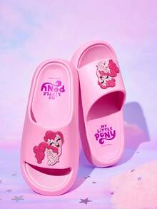 My Little Pony X SHEIN Zapatillas tipo chanclas con diseño de Pinkie Pie, de material EVA ligero y duradero, antideslizantes y de secado rápido, para usar en casa, baño, parque infantil, piscina, playa, interior y exterior - Rosa 1 - Ver 8