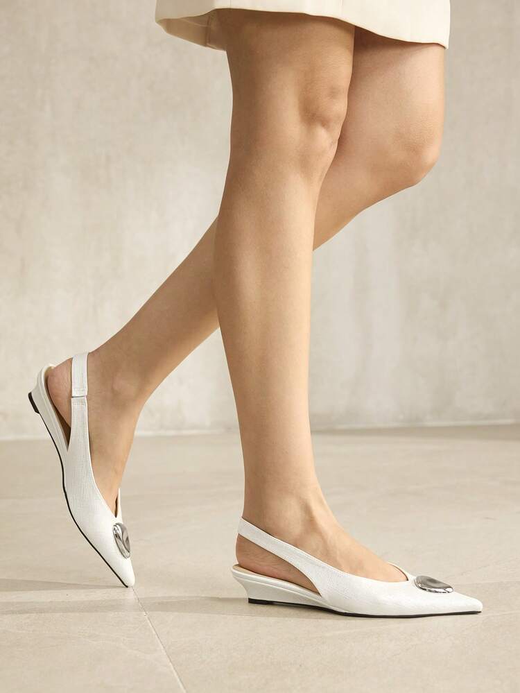 WOMEN'S ELEGANT DAILY SLINGBACK COMMUTE METAL DECOR WEDGE LOAFERS FOR CHRISTMAS SPRING SHOES