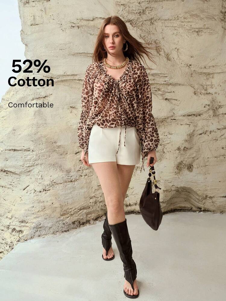 COTTON LOW-WAIST SHORTS WITH BELT, SPRING/SUMMER