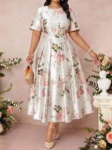 SHEIN Lady Đầm dự tiệc cỡ lớn thanh lịch in hoa - Nhiều màu - Xem 6
