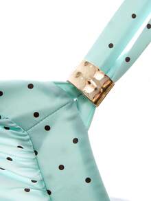 LYSMO 2025新款夏季女士系带露背A字粉色条纹迷你连衣裙。完美打造可爱休闲风、日常穿着、约会装扮和基础时尚造型。 - 薄荷綠 - 查看 8