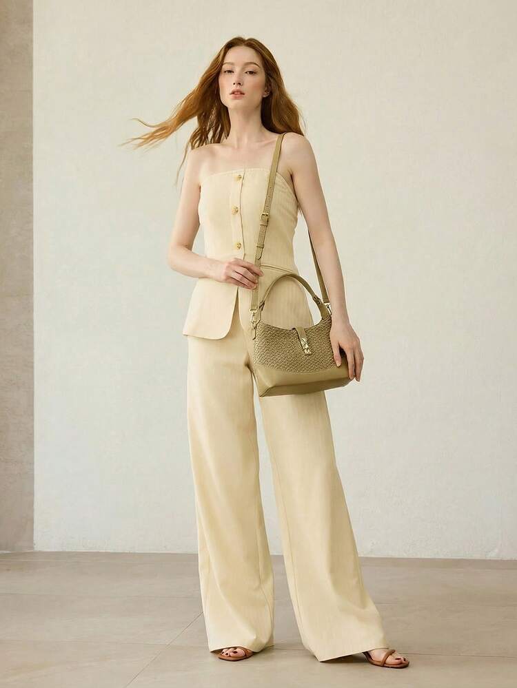 LADIES EXQUISITE WOVEN EMBOSSED PU HANDBAG