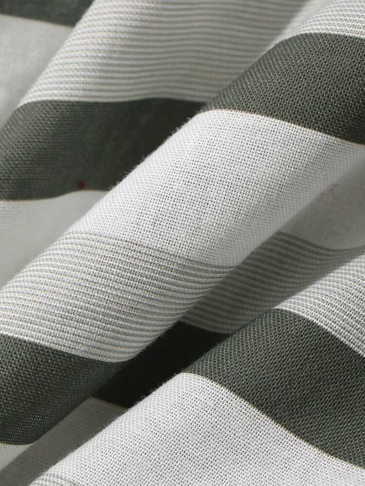 Striped Short Sleeve Shirt And Shorts Casual Outfit For Young Boy