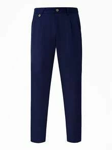 Manfinity Bizformal Men's Navy Blue Business Casual Pants - Navy Blue - View 3