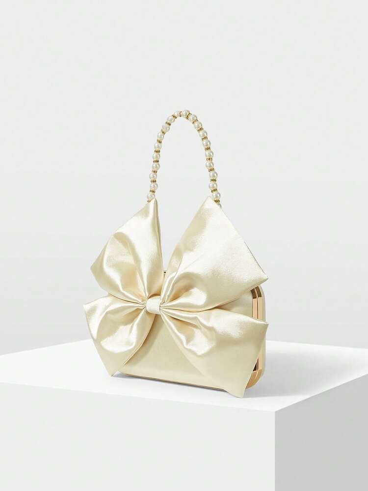FASHIONABLE & ELEGANT BOW DECOR EVENING CLUTCH, VALENTINES, PERFECTLY MATCHING WITH PROM DRESSES FOR WOMEN, PROM ACCESSORIES,SEQUIN DRESS WOMEN,SPARKLY DRESS,ELEGANT DRESSES FOR WOMEN, PROM BAG FOR PARTY , PINK