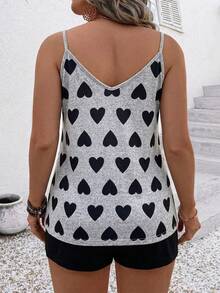 EMERY ROSE Women's Heart Print Color Block Plus Size 2-Piece Set, New Arrival Spring/Summer - Multicolor - View 2