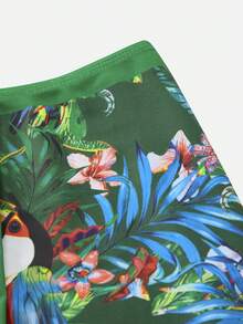 Swim Oasis 女士夏季沙滩花鸟印花休闲比基尼三角裤泳衣套装，含配套半身裙 - 彩色 - 查看 11