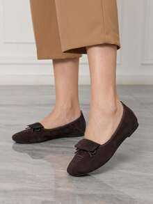 Sleekvia Women's Ballet Flats, Foldable Round Toe, Elegant And Comfortable Slip-On Dress Shoes - Coffee Brown - View 1
