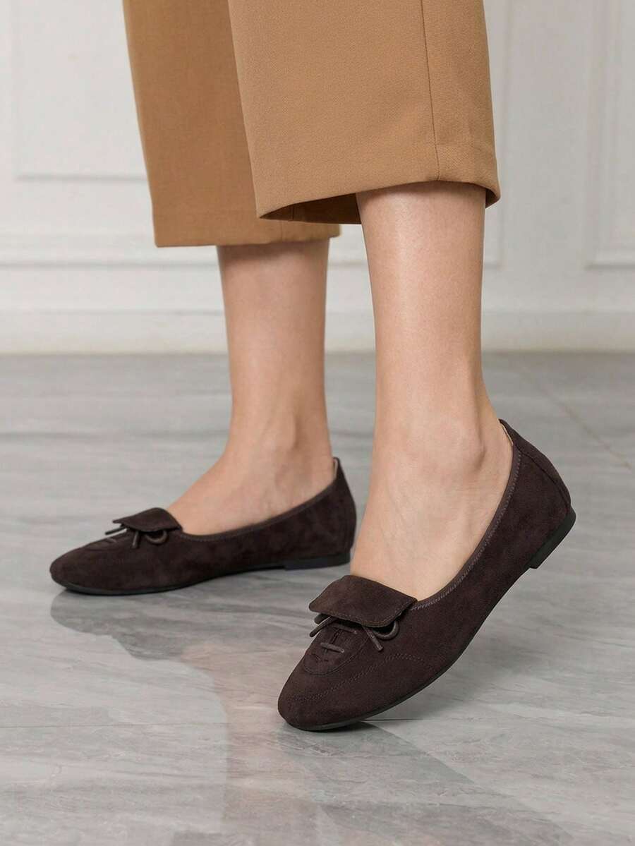 Sleekvia Women's Ballet Flats, Foldable Round Toe, Elegant And Comfortable Slip-On Dress Shoes - Coffee Brown - View 1