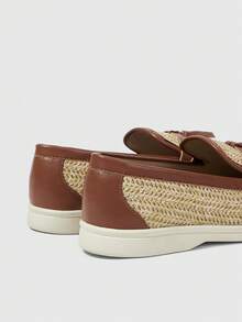 Sleekvia 2026复古乐福鞋拼接设计圆头休闲透气一脚蹬女鞋 - 杏色 - 查看 4