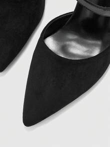 CUCCOO BIZCHIC Women's Pointed Toe Buckle Design Fashionable High Heels For Daily Wear - Black - View 5