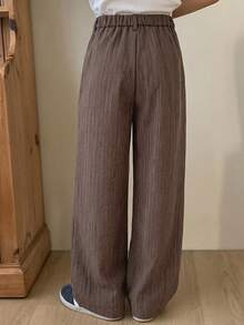 DAZY Tween Girls Solid Color Woven Wide Leg Pants, Fall - Brown - View 4