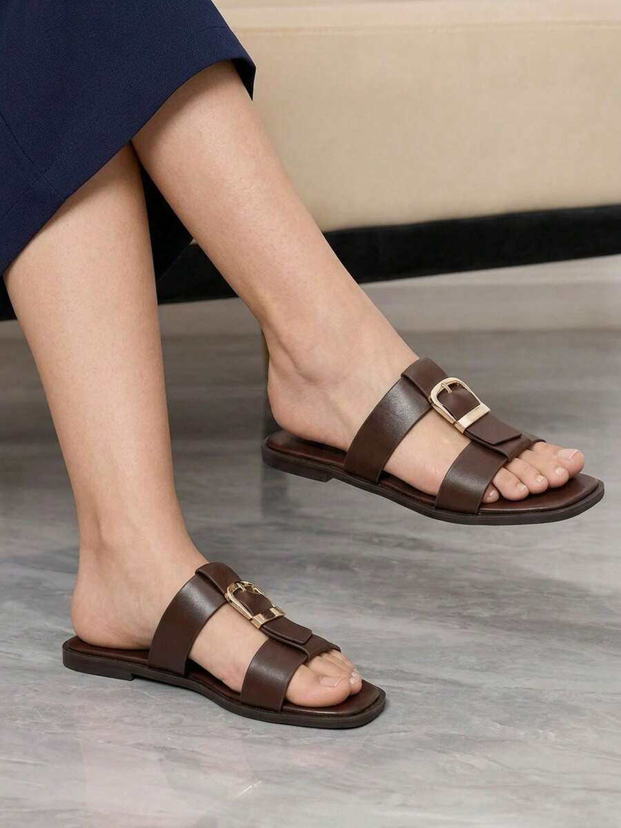 Dép xỏ ngón ngoài trời bằng kim loại thoải mái, chống mài mòn, đa năng dành cho nữ. - màu nâu - Xem 1