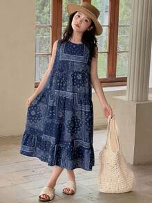 Dazy Kids Tween Girls Sleeveless Ditsy Floral Dress, Summer Sun Dresses Vacation - Multicolor - View 7