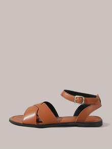 Styleloop Ladies Buckle, Decoration, Flat Sandals, Roman Sandals, Holiday Atmosphere, Summer Wear, Travel Essentials - Brown - View 3