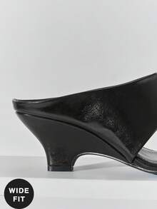 SHUZIA Dép xỏ ngón cao gót kiểu dáng tối giản, rộng rãi, thời trang dành cho nữ. - màu đen - Xem 7