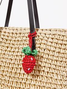 Viva Strut 1个趣味甜美草莓造型钩针编织草编包挂饰，适合夏季草编包，也适合海滩、度假、假日、夏季、海边、沙滩派对等场合。 - 紅色 - 查看 2