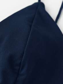 ROMWE Top corto sin mangas casual para mujer, unicolor minimalista, adecuado para el verano, las vacaciones y el uso diario - azul real - View 3