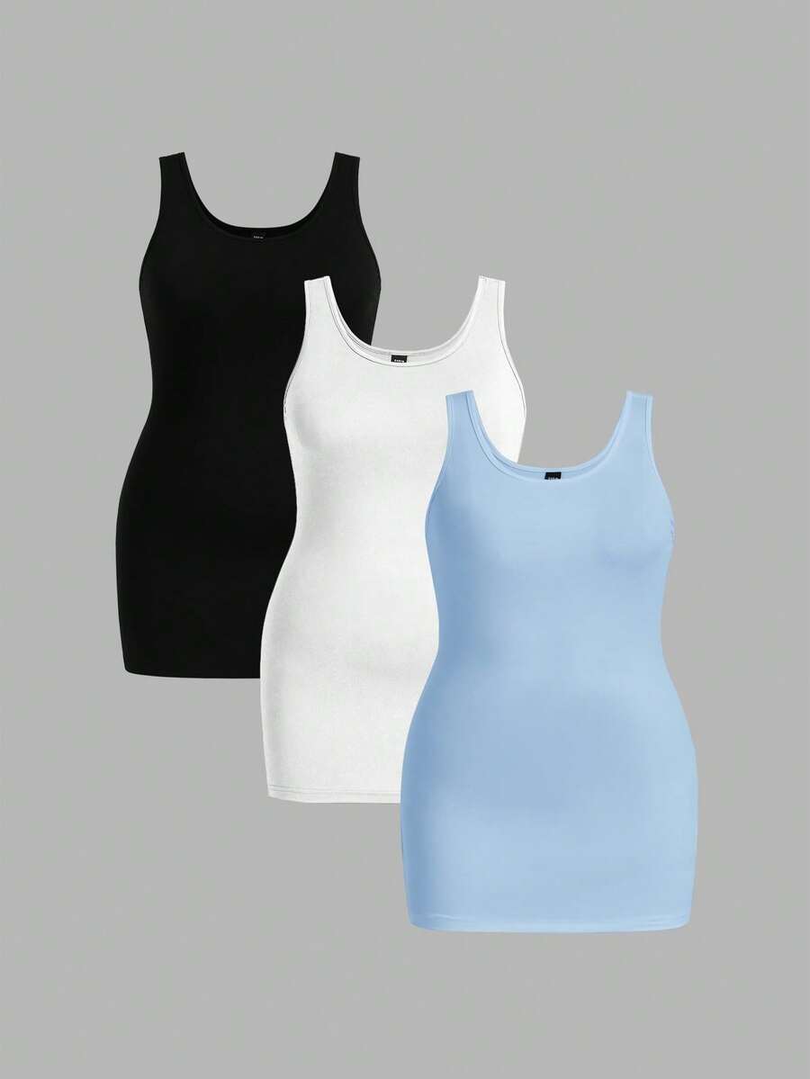SHEIN Essnce 大码女式纯色休闲百搭日常上衣 - 彩色 - 查看 1