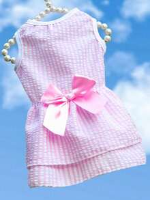 PETSIN 1件装柔软透气涤纶弹力亲肤格子蝴蝶结装饰宠物狗裙猫咪正式礼服狗婚礼礼服宠物服装用品春夏婚礼派对日常穿着户外室内宠物摄影特殊场合宠物服装宠物套装宠物盛装狗猫时尚服饰 - 彩色 - 查看 28