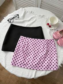 SHEIN EZwear Bộ 2 chân váy midi dệt kim cho nữ, nhiều màu - Nhiều màu - Xem 4