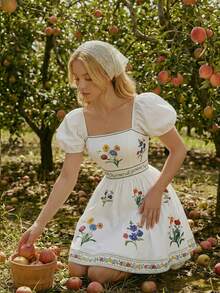 SHEIN MOD 女士印花波西米亚风连衣裙，适合度假、浪漫场合、夏季穿着、海滩度假、休闲度假、西式穿着。 - 彩色 - 查看 3