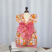 PETSIN 狗狗服装、猫咪服装、动物裙装、宠物春夏新品系列、幼犬连衣裙、公主风百搭连衣裙、条纹印花、小型动物服装、清凉防晒霜 - 彩色 - 查看 17