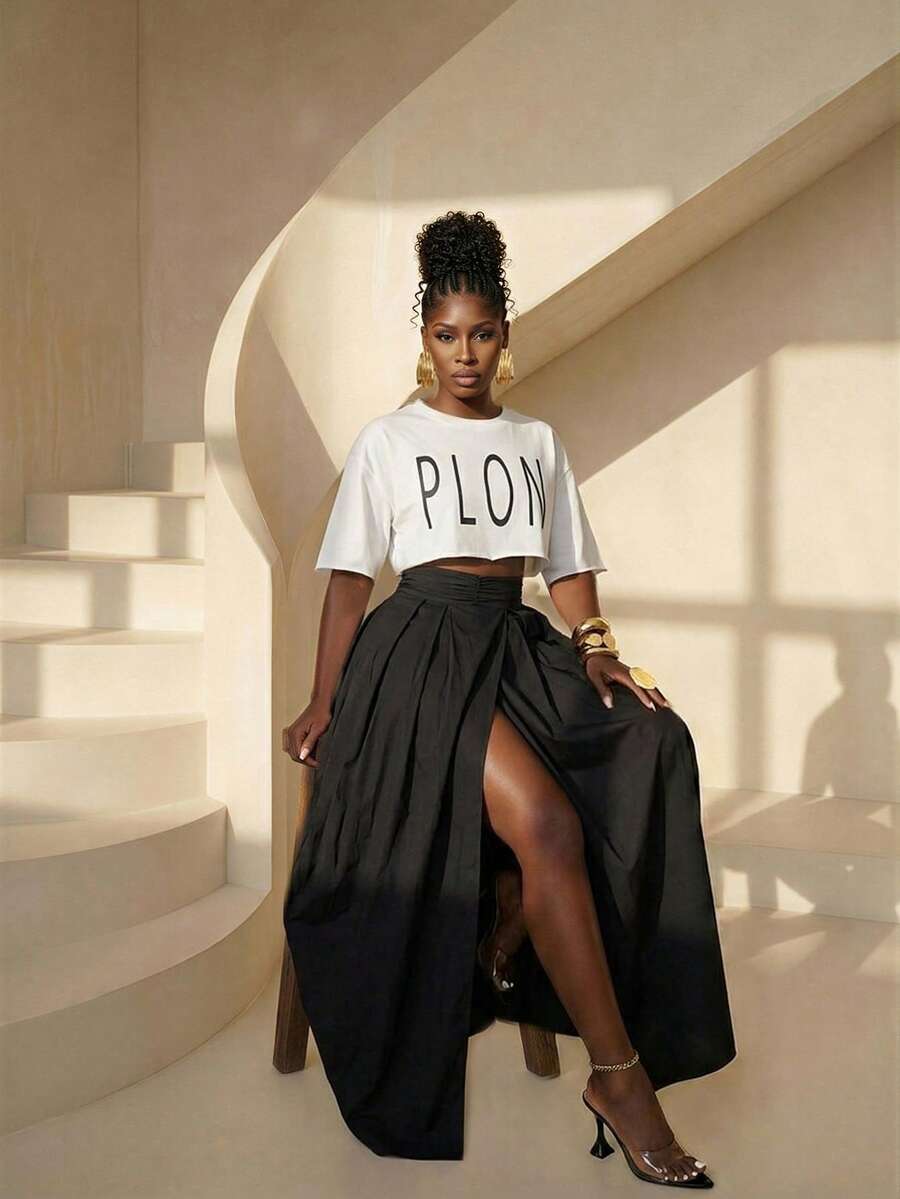 BamGlimmer Áo thun nữ màu trắng dệt kim dáng rộng, cổ tròn, kiểu dáng độc đáo, thích hợp cho mùa xuân, ngày lễ tình nhân, năm mới, thời trang tối giản, phong cách hip-hop năng động, phù hợp cho đi chơi hàng ngày, mùa tựu trường, mặc nhà, đa năng, dành cho nữ. - trắng - Xem 1