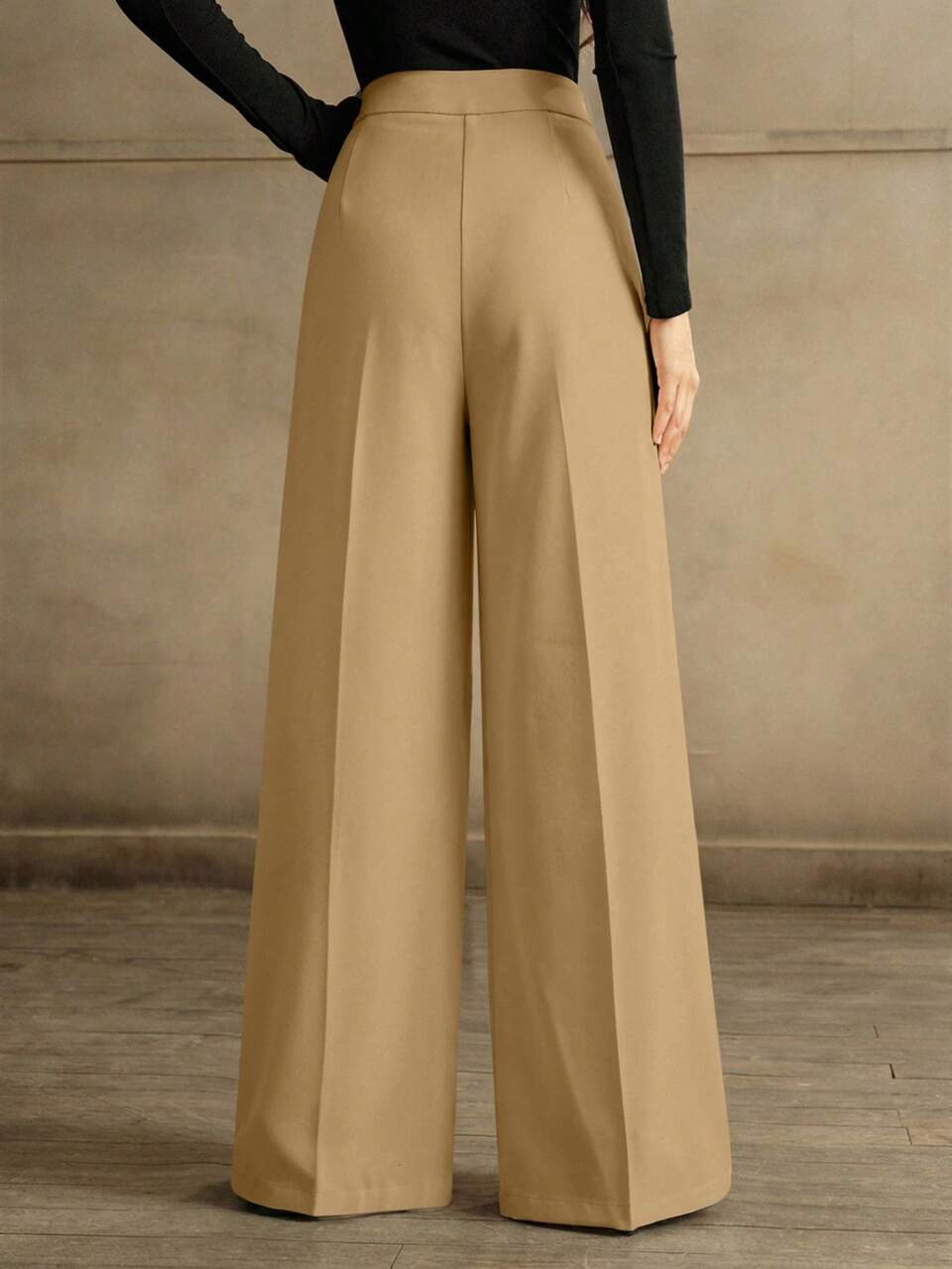 Anewsta Women's Elegant Girlisim Luxury Rhinestone Embellished Flowy Pastal Wide-Leg Suit Pants, Suitable For Commuting Golf, Daily Wear And Dating Autumn