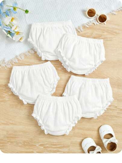 Baby Girl Knitted Casual Solid Color Elastic Waist Leggings