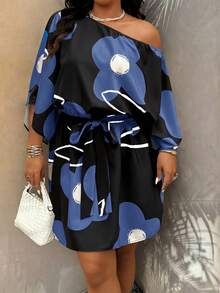 SHEIN LUNE Plus Size Women Casual Vacation Dress - Multicolor - View 3