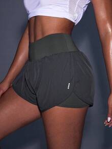 Powerista Women's High Waist Everyday Fitness Double-Layer Sports Shorts - Grey - View 8