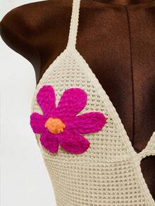 Mistrie Falda corta entallada tipo A con patrones florales, tirantes finos y diseño con espalda descubierta - Albaricoque - Ver 6