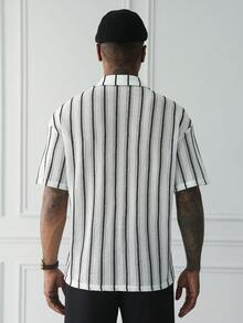 HUEFORM Áo sơ mi nam dệt kim kẻ sọc phong cách thường ngày - Nhiều màu - Xem 4
