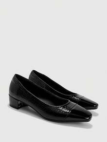 CUCCOO BIZCHIC 简约时尚百搭石纹厚底女鞋 - 黑色 - 查看 5