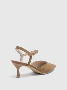 CUCCOO BIZCHIC Women's Pointed Toe Suede Light Brown Classic Commute Daily Versatile High Heel Pumps - Light brown - View 4