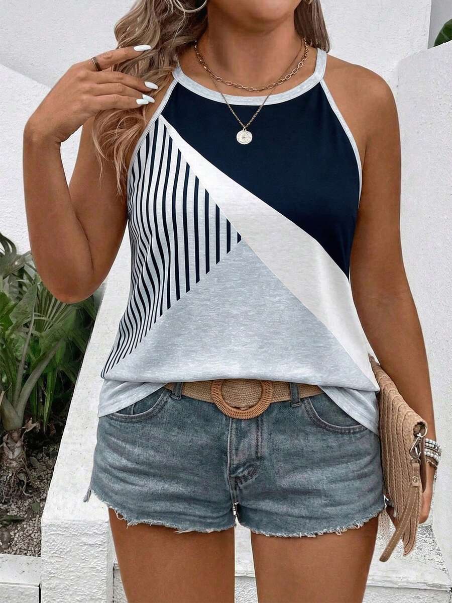 Selamara New Arrival Plus Size Women Fashion Printed Casual Versatile Tank Top - Multicolor - View 1