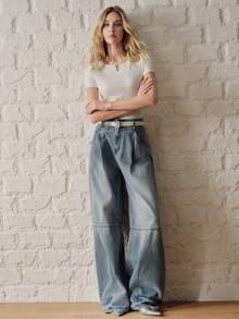 Anewsta Essential Women's New Fashion Patchwork Design Vacation Style Blue Harem Jeans Pants Everyday Summer Streetwear - Blue - View 1