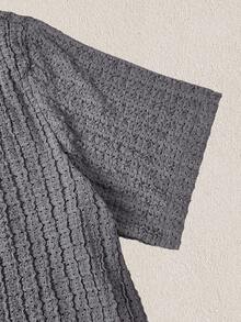 Chemise à manches courtes boutonnée unie pour homme (impression coupée aléatoire) - Gris - Voir 8