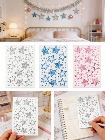 1 set Beş Noktalı Yıldız Kristal Damga, Lazer Holografik Kristal Damga, Kozmetik, Defter, Telefon Kılıfı Süslemeleri ve Taraftar Ürünleri İçin Uygun, Okula Dönüş Sezonu İçin Mükemmel
