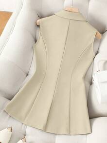 Franclia Women's Solid Color Lapel Sleeveless Elegant Vest - Apricot - View 2