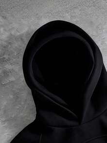 PAVTROS Áo Hoodie Nam Hai Mũ Kiểu Phối Đồ, Phong Cách Đường Phố, Rộng Rộng, Họa Tiết In Hình, Phối Đồ Đôi, Bạn Bè, "Tôi Yêu Bạn Trai Tôi", Phong Cách Đường Phố, Cặp Đôi, Thiết Kế Cấu Trúc, Họa Tiết Thêu, Mũ Đôi - màu đen - Xem 5