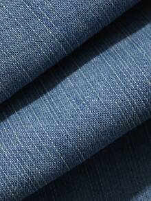 DAZY 男童落肩短袖前开襟休闲牛仔衬衫，百搭夏季款 - 淺色水洗藍 - 查看 8