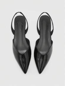 CUCCOO BIZCHIC Giày sandal Baotou bằng da bóng, màu đen, kiểu dáng công sở mùa hè, gót nhọn, gót thấp, đế bằng. - màu đen - Xem 2