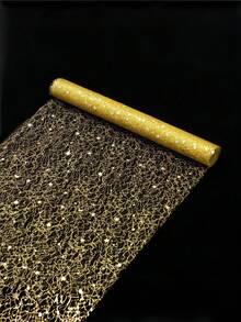 1卷金色闪光薄纱面料，尺寸275厘米 x 30厘米，亮片闪光网纱缎带，适用于婚礼拱门背景、DIY蓬蓬裙、礼品包装、派对装饰、桌旗、花束包装（复古金色） - 彩色 - 查看 6