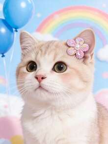 PETSIN 1 件装宠物珍珠花朵发夹；宠物卡通发夹；猫咪发夹；狗狗发夹；宠物配件；宠物用品。 - 彩色 - 查看 15