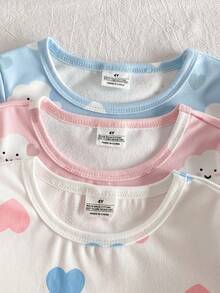 Genkimix Kids 6件套女童短袖修身云朵爱心印花睡衣套装，3套单独出售 - 彩色 - 查看 6