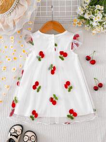 SHEIN Đầm chấm bi thanh lịch mới cho bé gái, chất liệu mềm mại, kiểu dáng thời trang, phù hợp cho các hoạt động trong nhà và ngoài trời vào mùa xuân/hè. - Đỏ và trắng - Xem 4